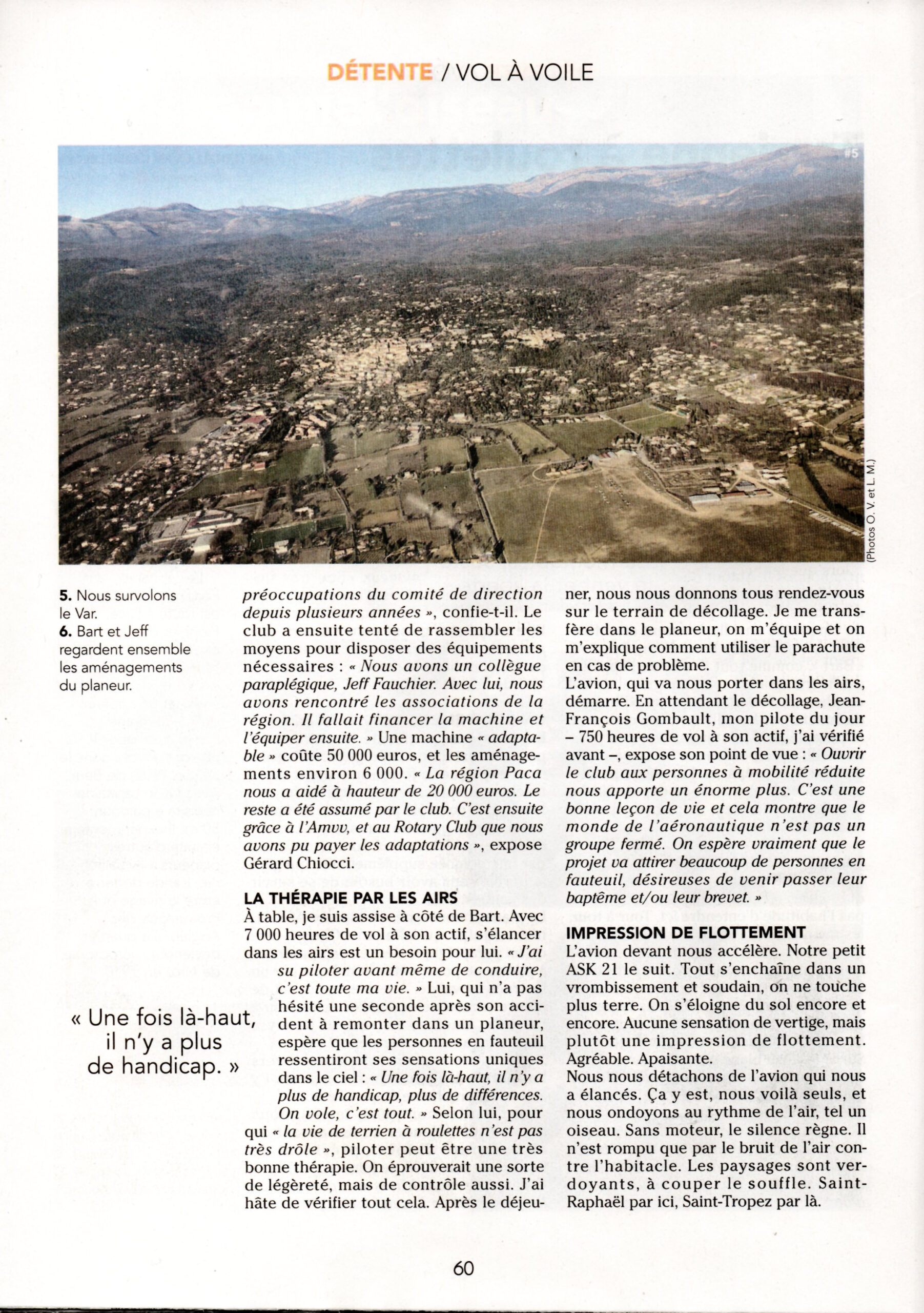 Fayence gliders disabled paraplegics for the discovery and